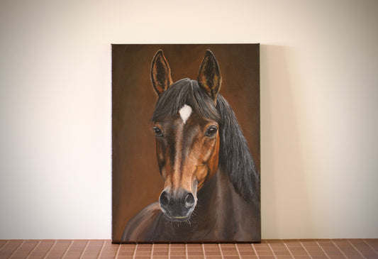 Original bay horse oil painting portrait by Bella Munday