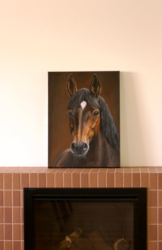 Original bay horse oil painting portrait by Bella Munday
